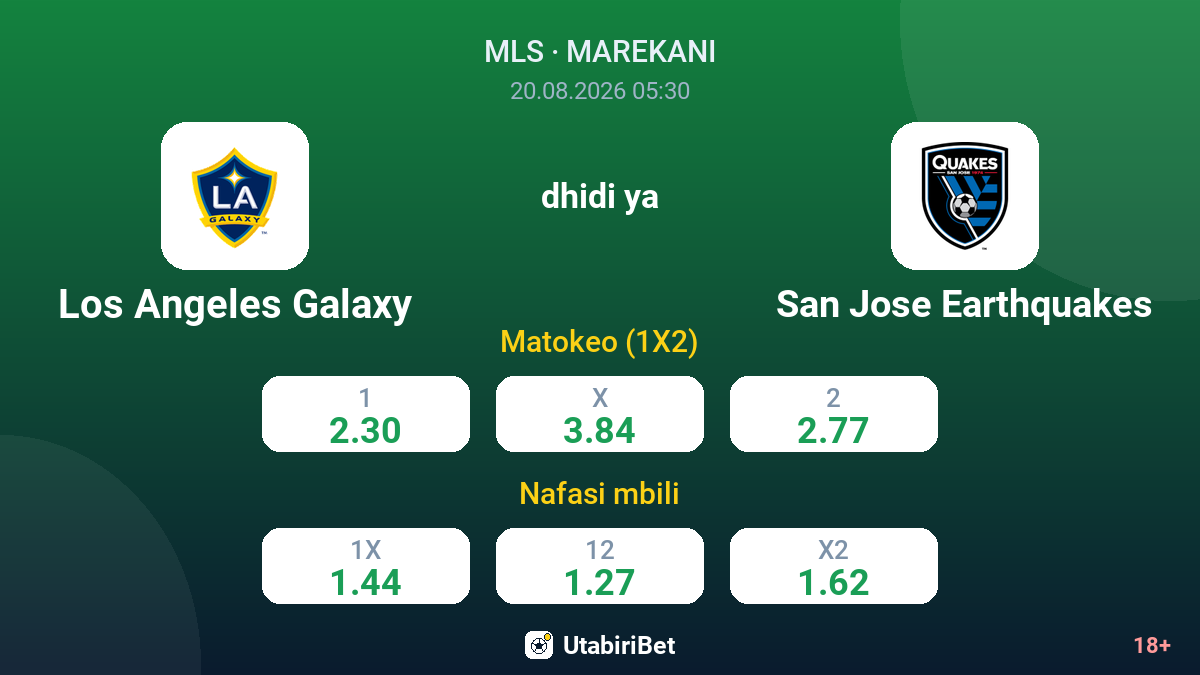 Los Angeles Galaxy vs San Jose Earthquakes — odds