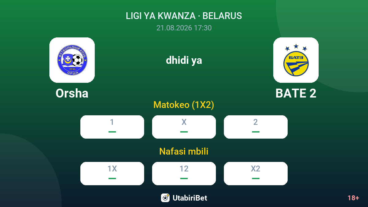 Orsha vs BATE 2 — odds