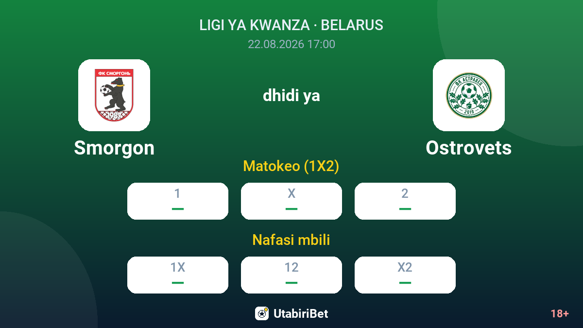Smorgon vs Ostrovets — odds