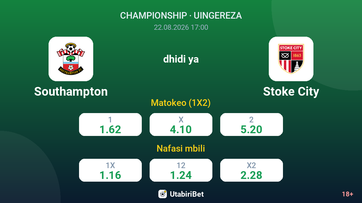 Southampton vs Stoke City — odds