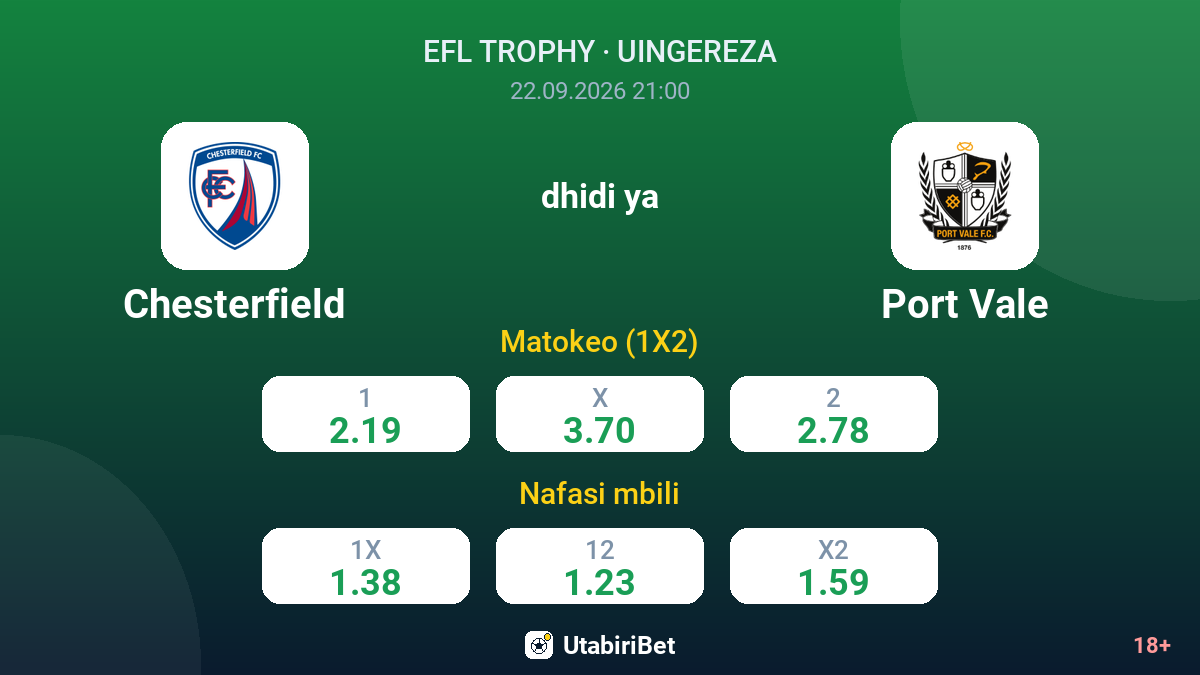 Chesterfield vs Port Vale — odds