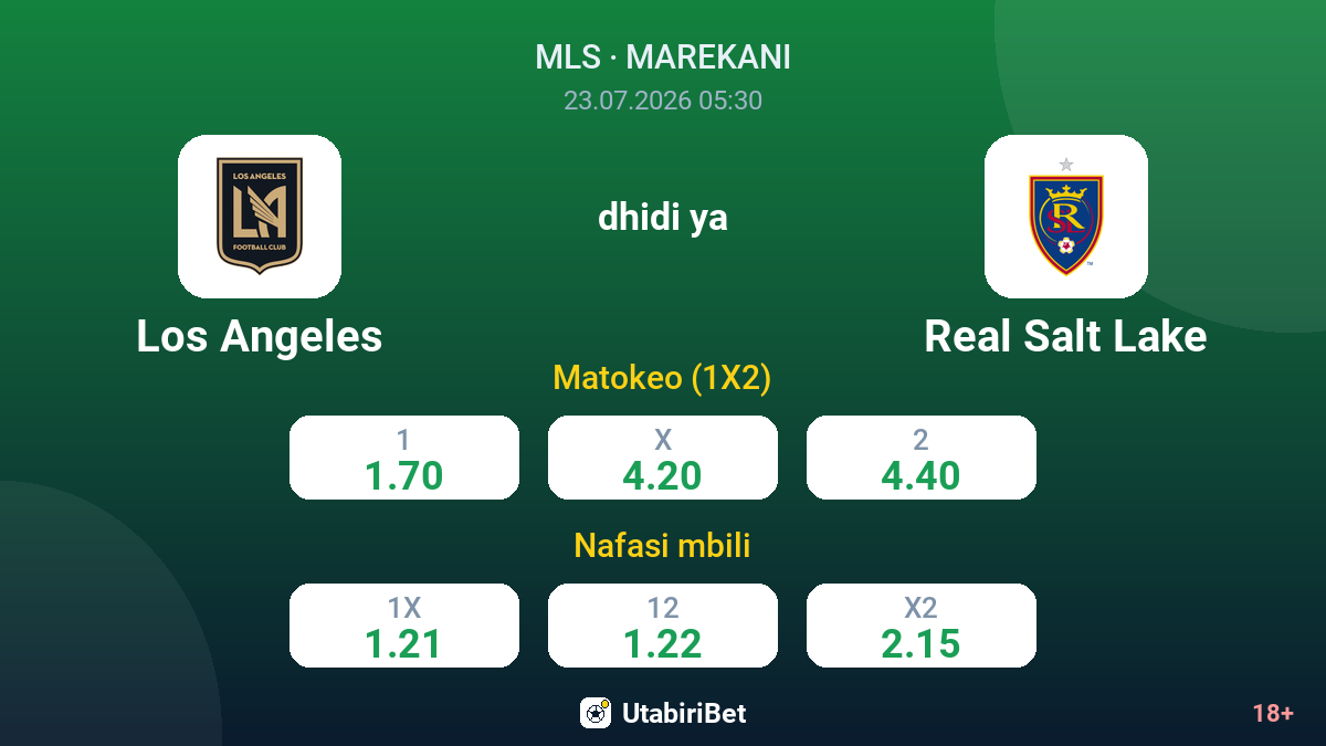Los Angeles dhidi ya Real Salt Lake — odds