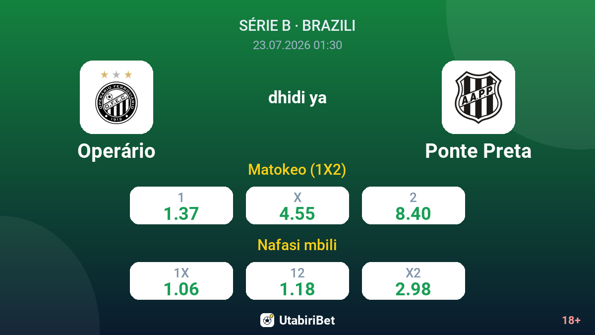 Operário dhidi ya Ponte Preta — odds