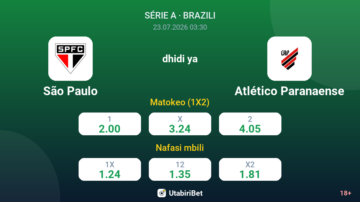 São Paulo dhidi ya Atlético Paranaense — odds
