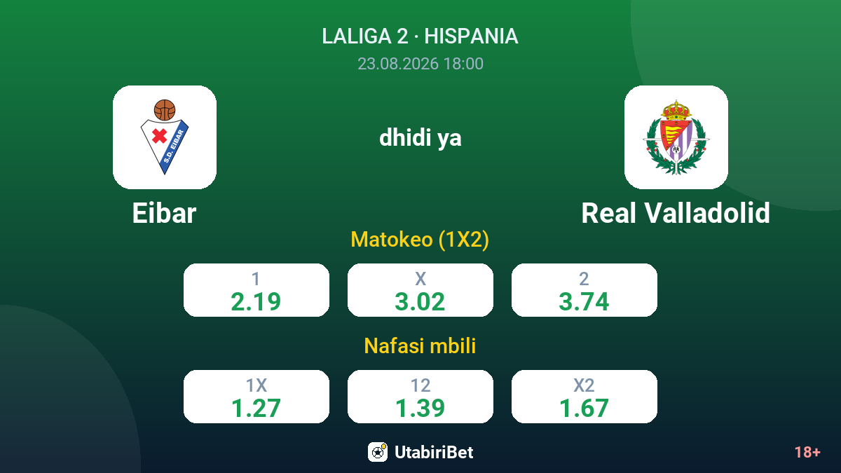 Eibar vs Real Valladolid — odds