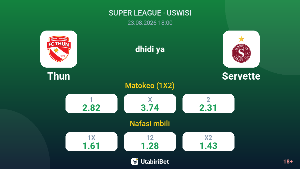 Thun vs Servette — odds