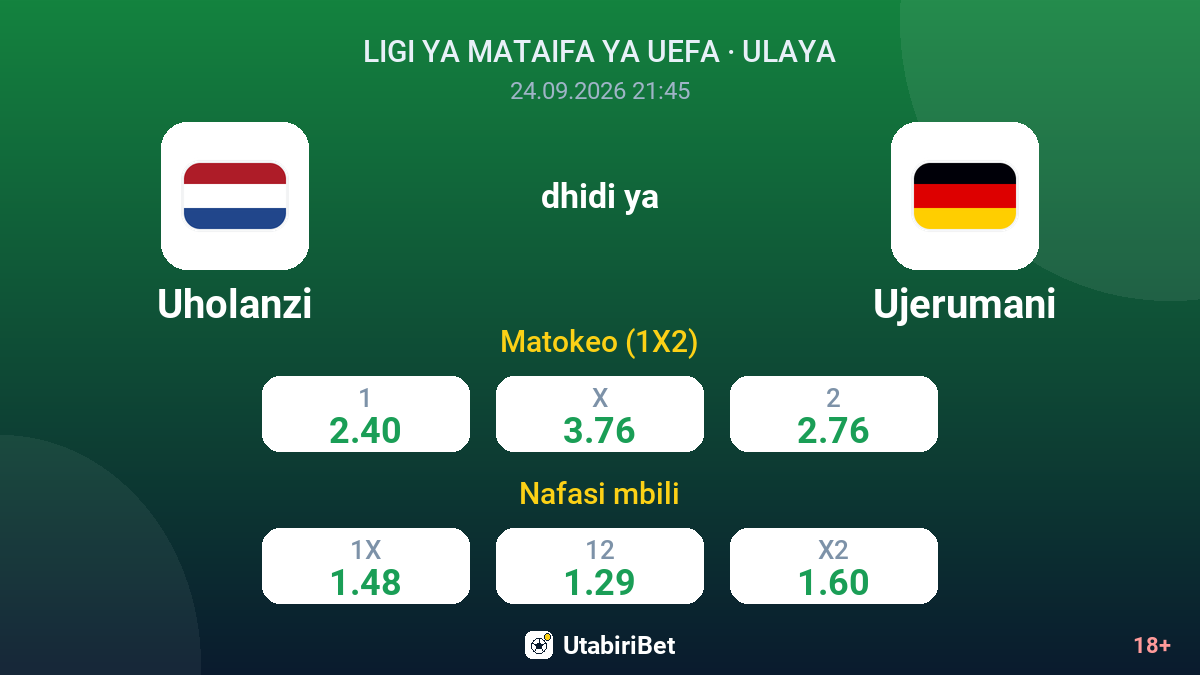 Uholanzi vs Ujerumani — odds