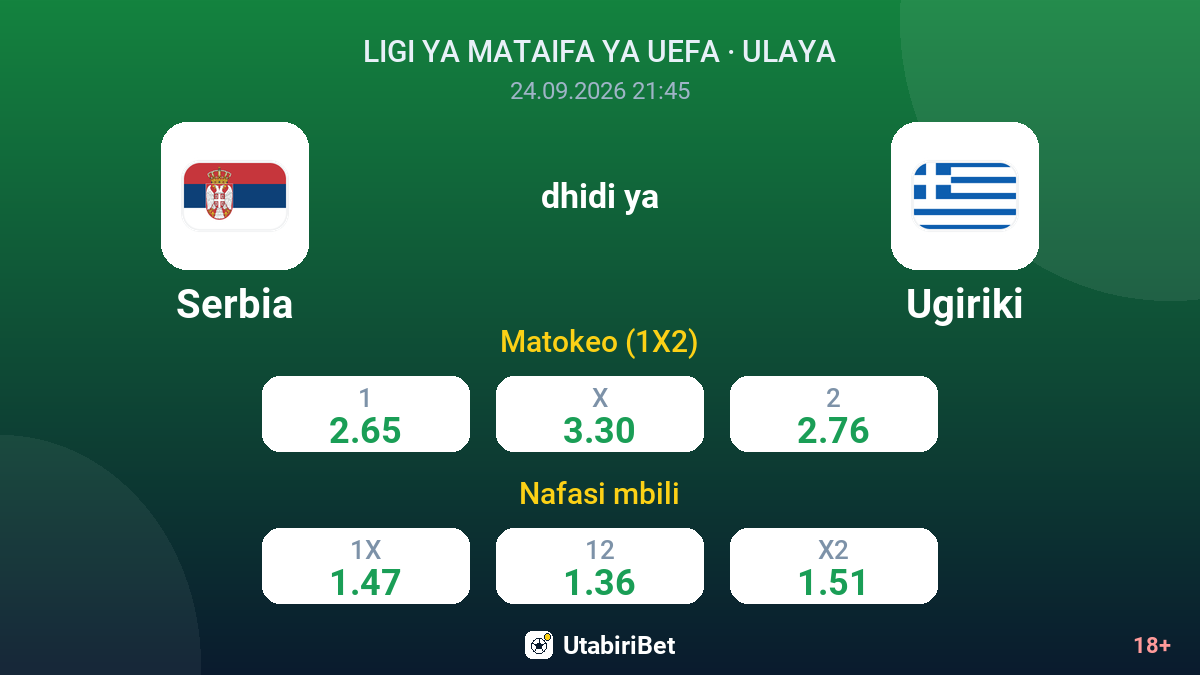 Serbia vs Ugiriki — odds