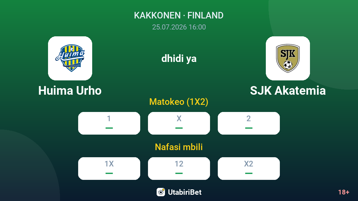 Huima Urho dhidi ya SJK Akatemia — odds