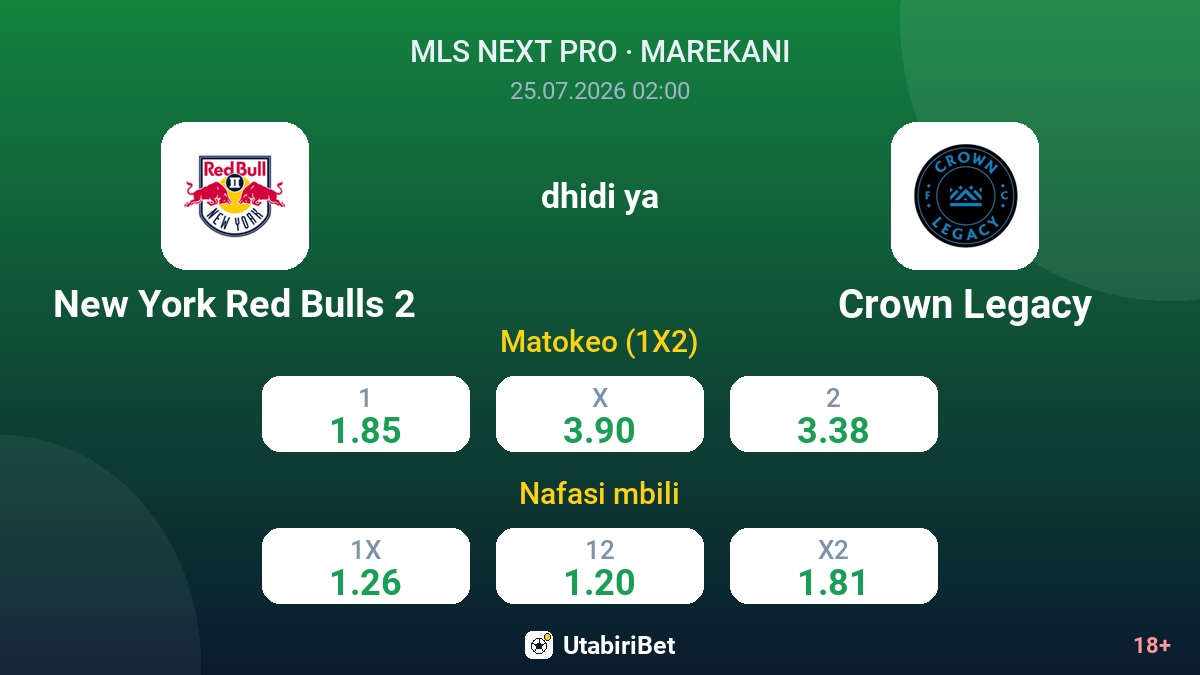 New York Red Bulls 2 dhidi ya Crown Legacy — odds