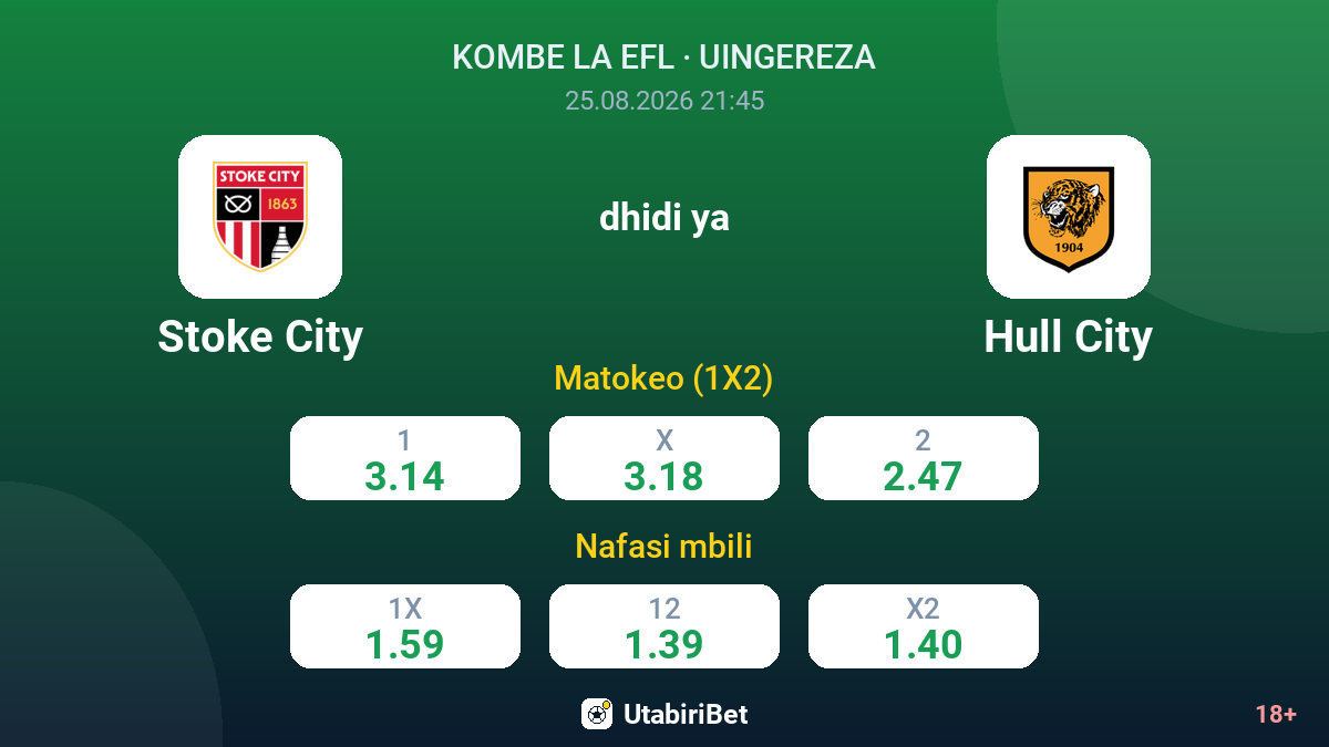 Stoke City vs Hull City — odds