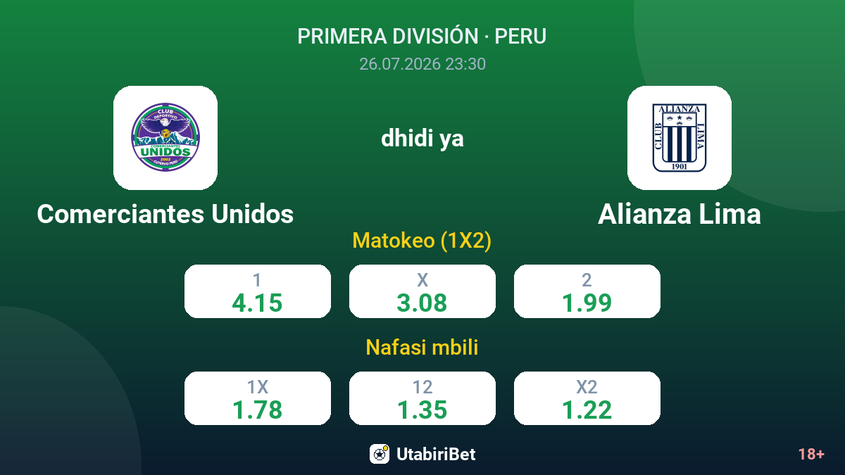 Comerciantes Unidos dhidi ya Alianza Lima — odds