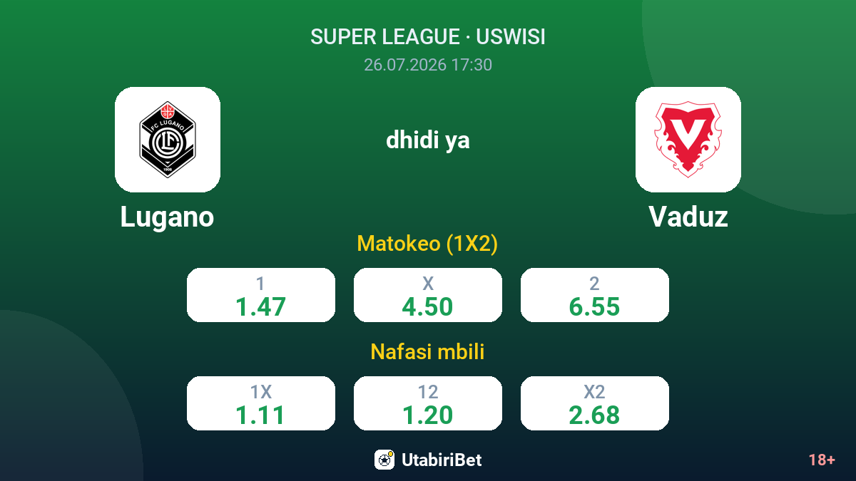 Lugano dhidi ya Vaduz — odds