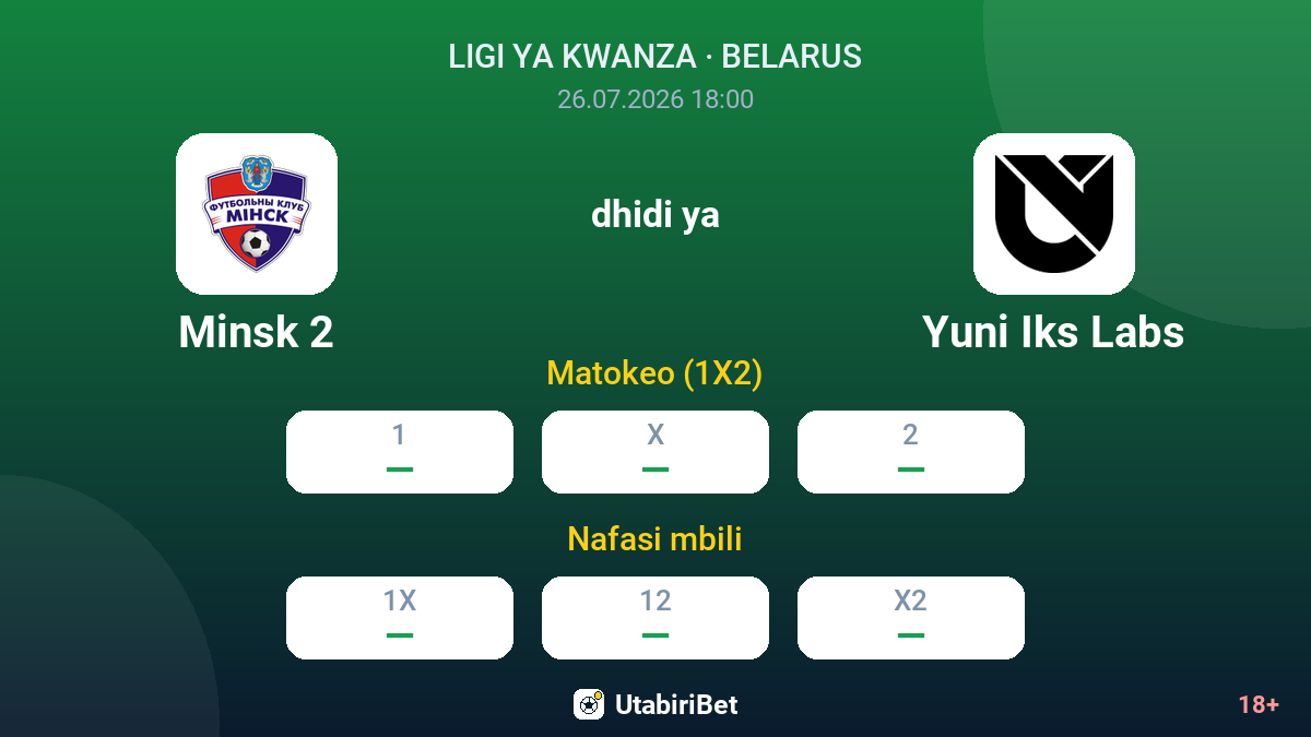 Minsk 2 dhidi ya Yuni Iks Labs — odds