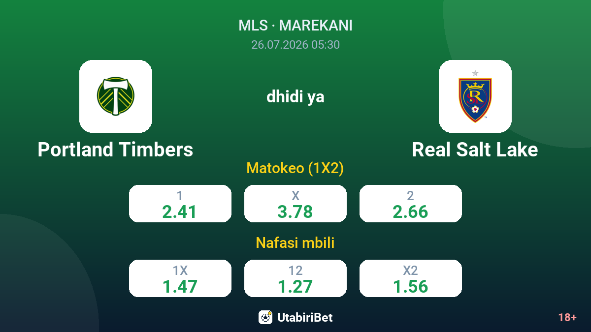 Portland Timbers dhidi ya Real Salt Lake — odds