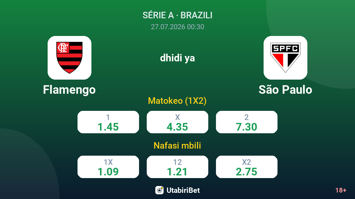 Flamengo dhidi ya São Paulo — odds