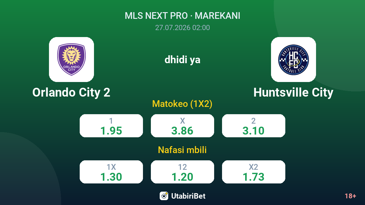 Orlando City 2 dhidi ya Huntsville City — odds