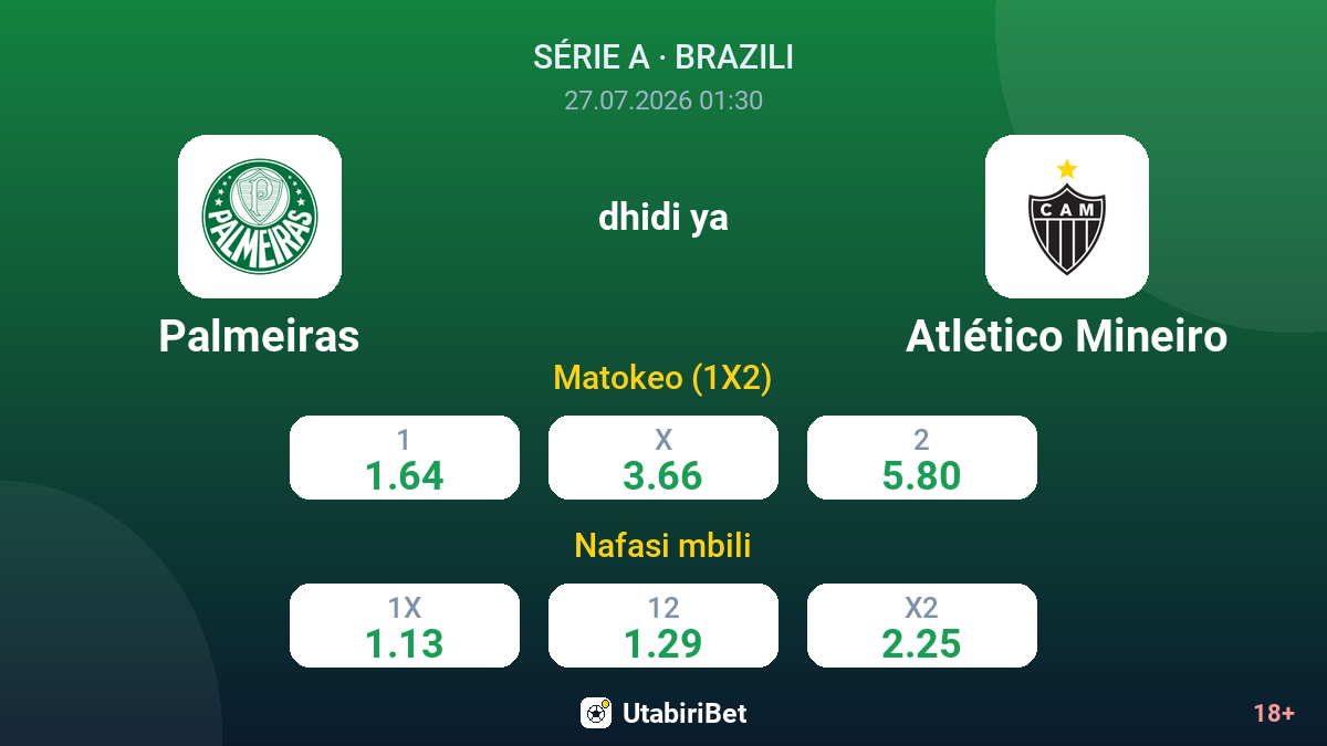 Palmeiras dhidi ya Atlético Mineiro — odds