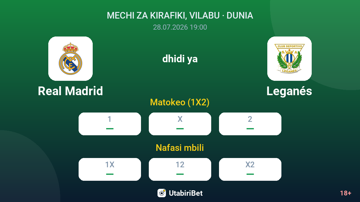 Real Madrid dhidi ya Leganés — odds