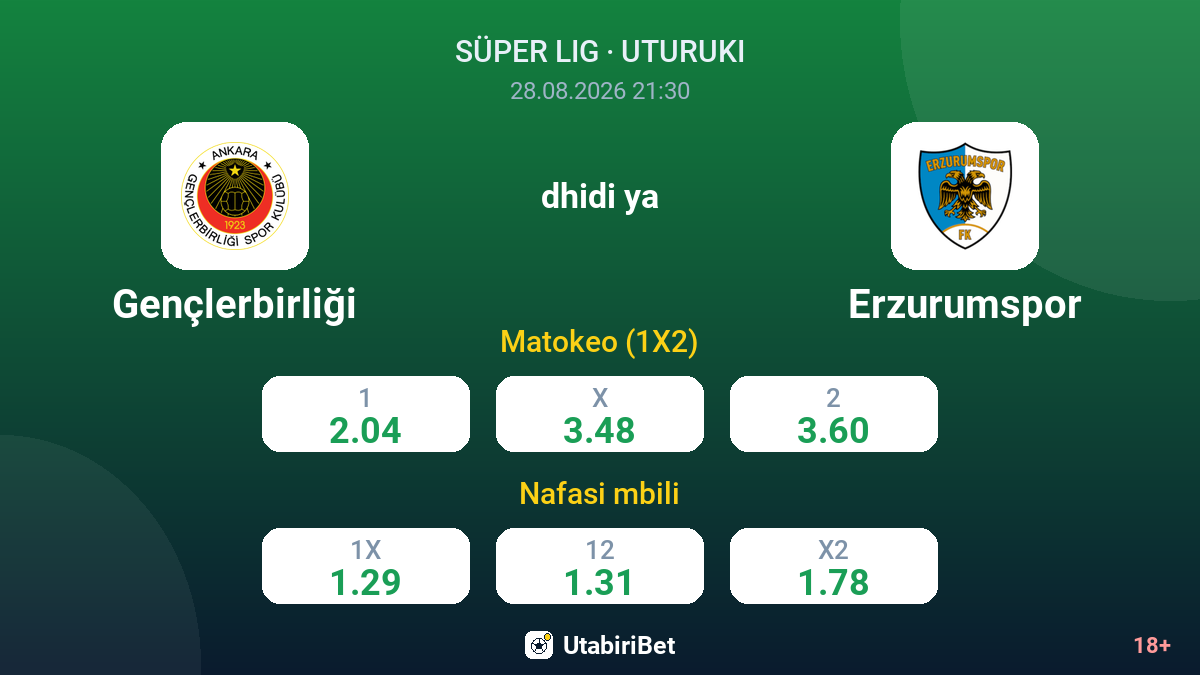 Gençlerbirliği vs Erzurumspor — odds