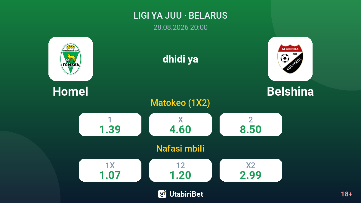 Homel vs Belshina — odds