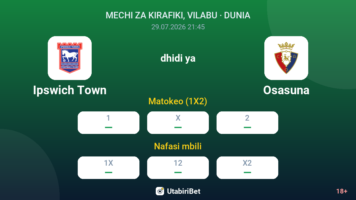 Ipswich Town dhidi ya Osasuna — odds