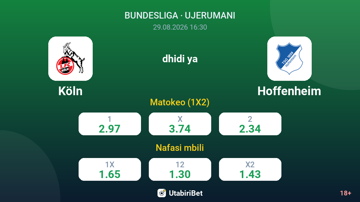 Köln vs Hoffenheim — odds