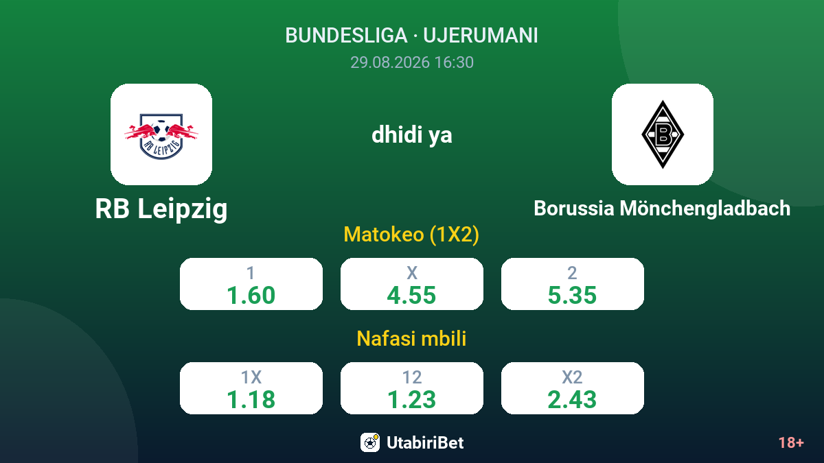 RB Leipzig vs Borussia Mönchengladbach — odds