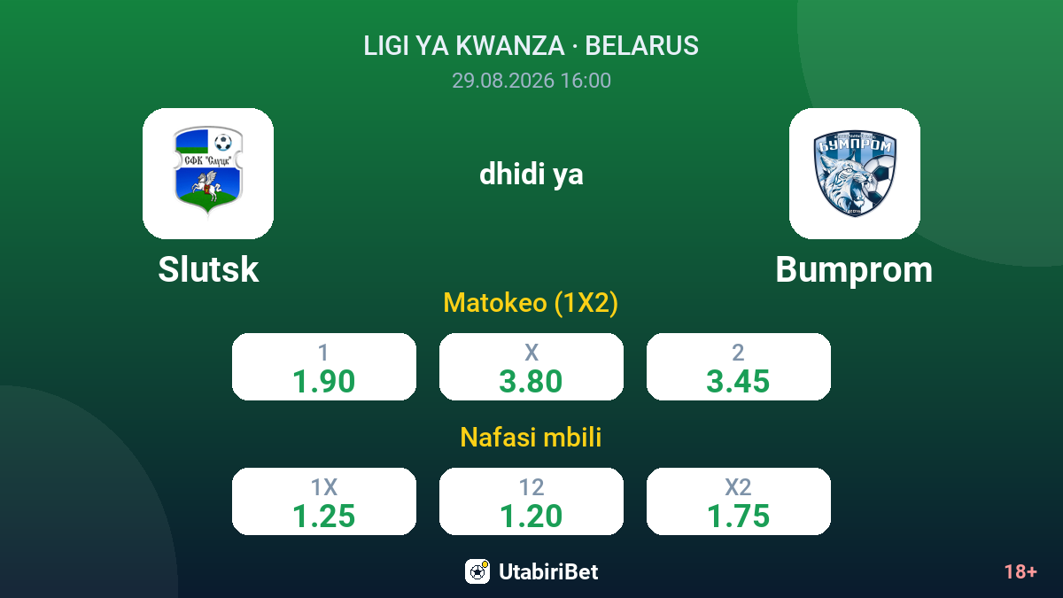 Slutsk vs Bumprom — odds