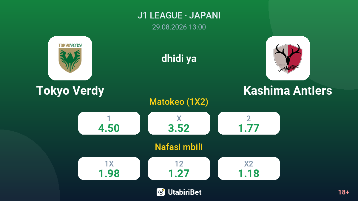 Tokyo Verdy vs Kashima Antlers — odds