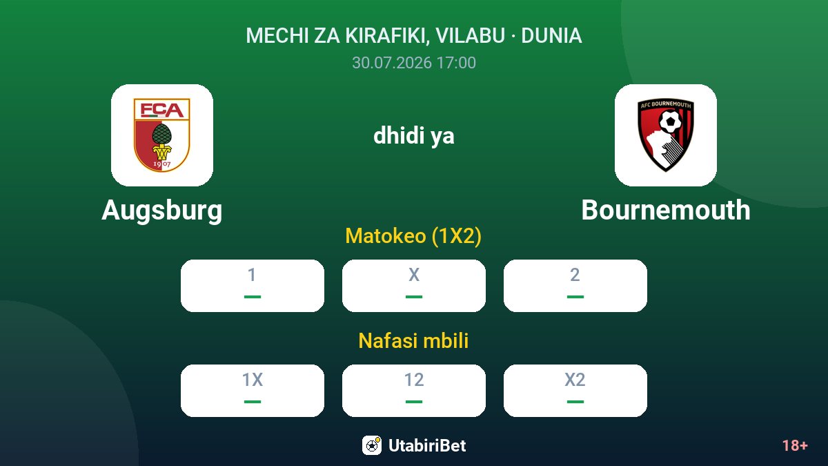Augsburg dhidi ya Bournemouth — odds