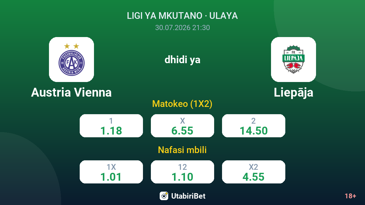 Austria Vienna dhidi ya Liepāja — odds