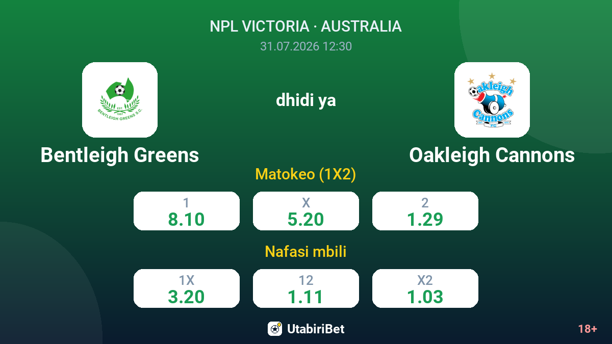 Bentleigh Greens dhidi ya Oakleigh Cannons — odds