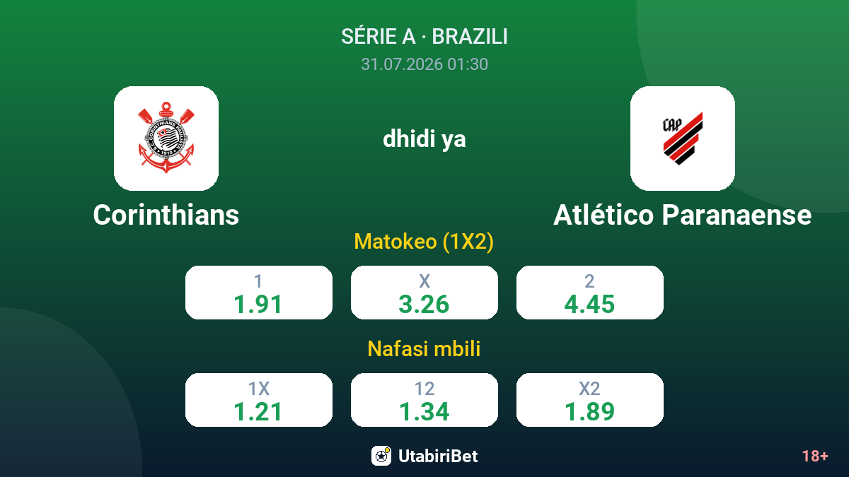 Corinthians dhidi ya Atlético Paranaense — odds