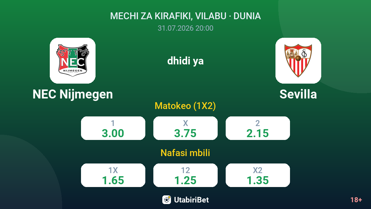 NEC Nijmegen dhidi ya Sevilla — odds