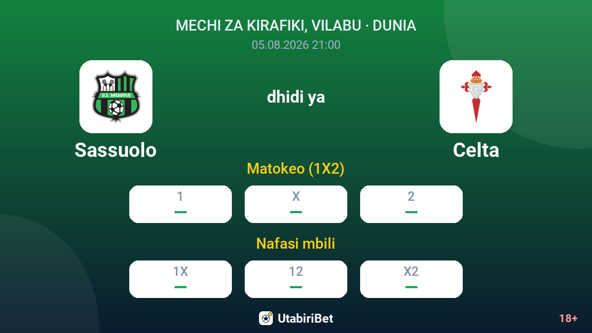 Sassuolo dhidi ya Celta — odds