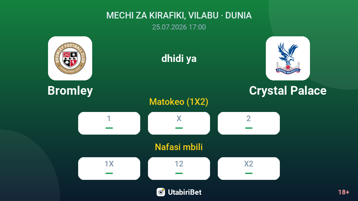 Bromley dhidi ya Crystal Palace — odds